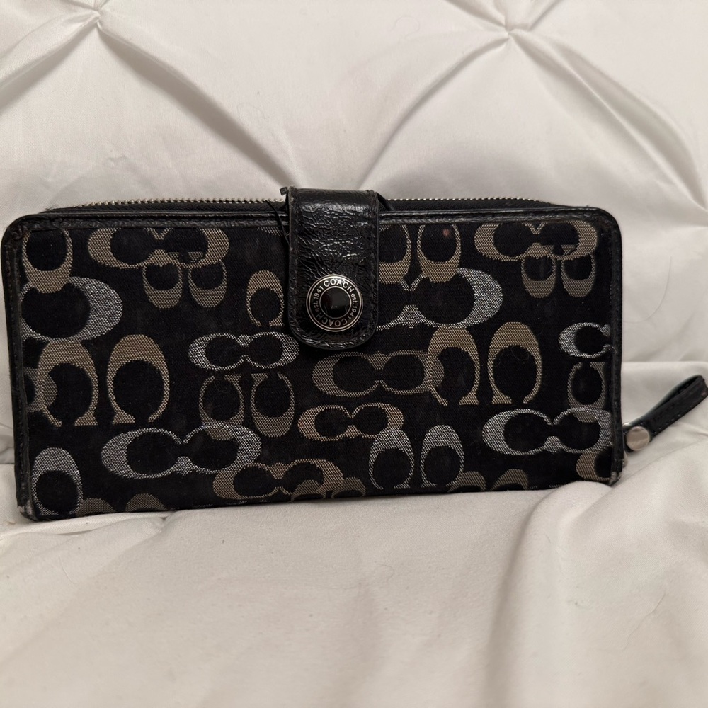 Coach Black and Gray Signature Wallet